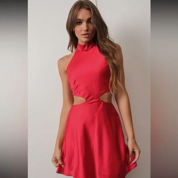 PRETTY GARBAGE Satin Cutout Dress - Picture 2 of 6